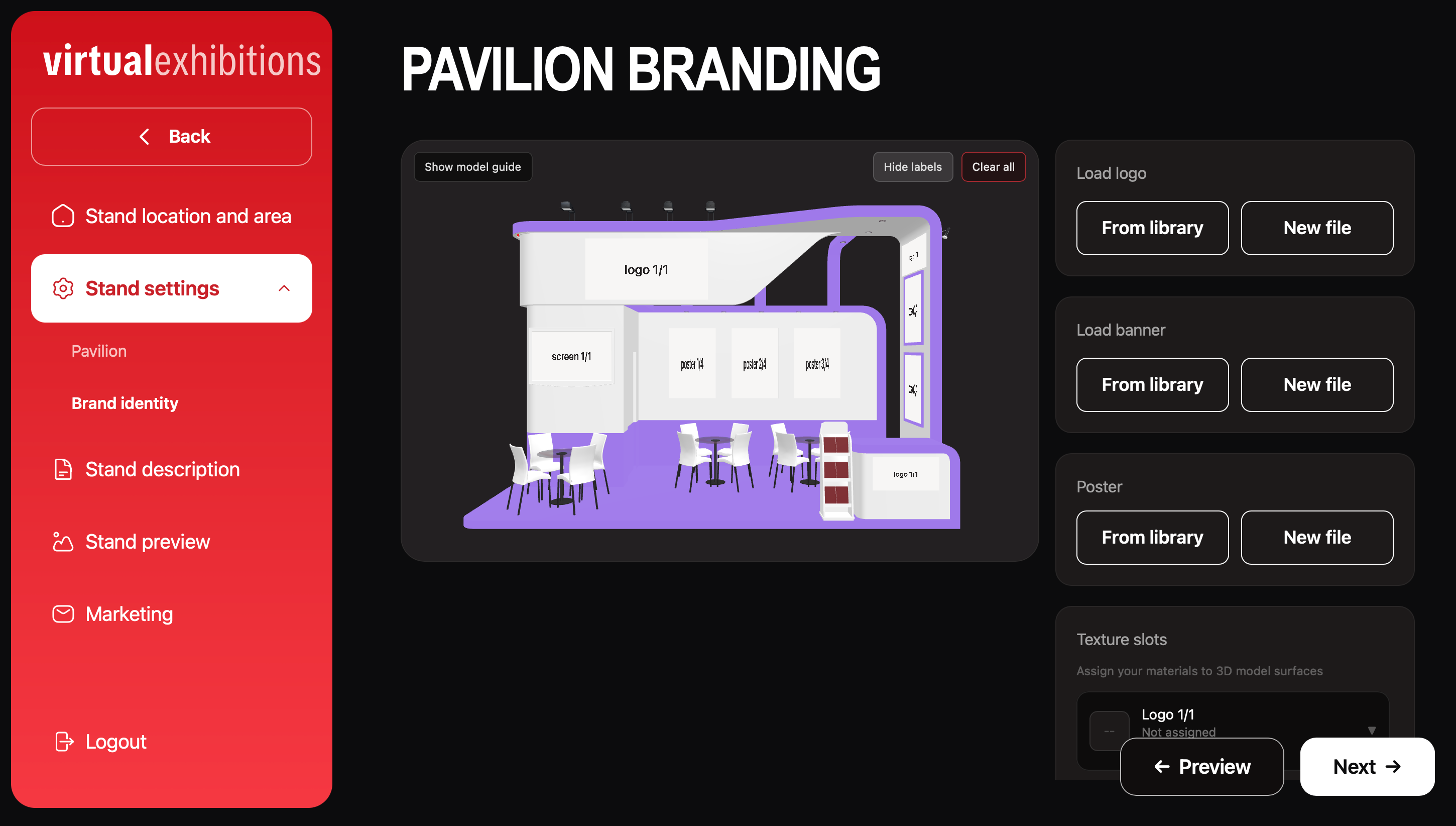 Stand settings after fix with Brand identity Screen 1/1 content oriented correctly